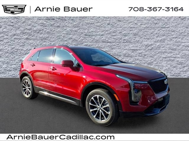 2025 Cadillac XT4 Sport in Radiant Red Tintcoat — front three-quarter view
