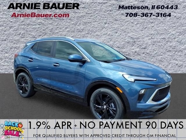 2026 Buick Encore GX Sport Touring in Ocean Blue Metallic — front three-quarter view